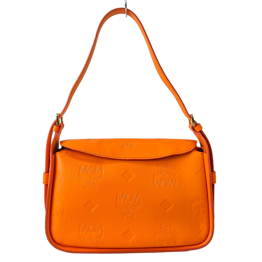Mcm Flap Hobo Bag Orange Leather #305538M63B